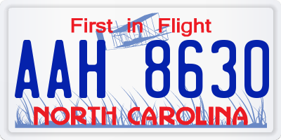 NC license plate AAH8630