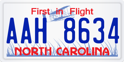 NC license plate AAH8634