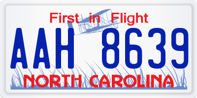 NC license plate AAH8639