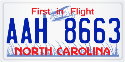 NC license plate AAH8663