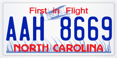 NC license plate AAH8669