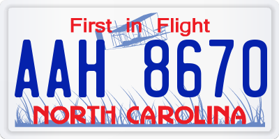 NC license plate AAH8670