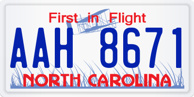 NC license plate AAH8671