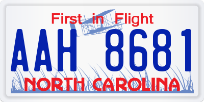 NC license plate AAH8681