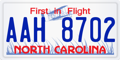 NC license plate AAH8702