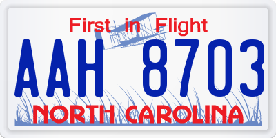 NC license plate AAH8703