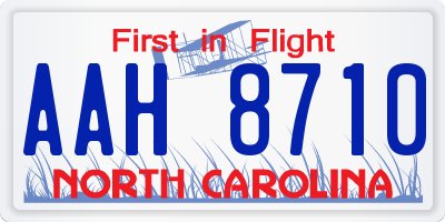 NC license plate AAH8710