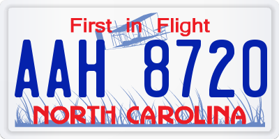 NC license plate AAH8720
