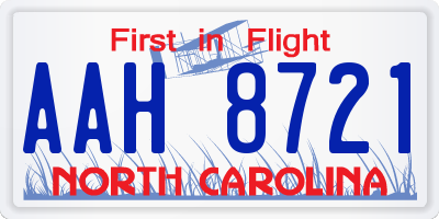 NC license plate AAH8721