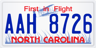 NC license plate AAH8726