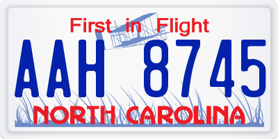 NC license plate AAH8745