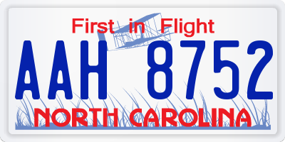 NC license plate AAH8752
