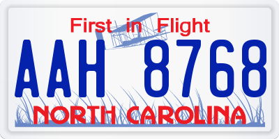 NC license plate AAH8768