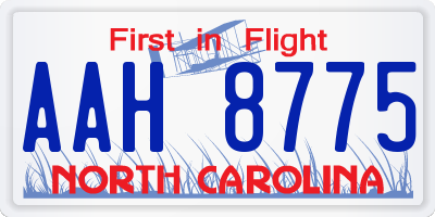 NC license plate AAH8775