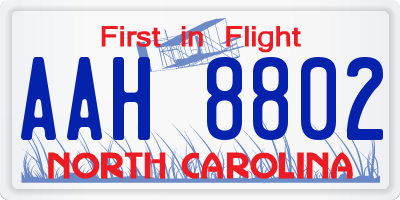 NC license plate AAH8802