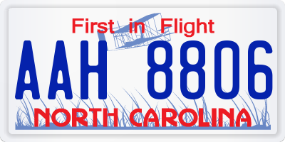 NC license plate AAH8806
