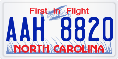 NC license plate AAH8820
