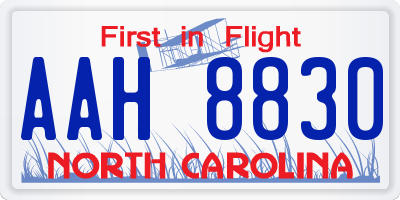 NC license plate AAH8830