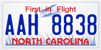 NC license plate AAH8838