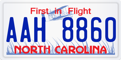 NC license plate AAH8860