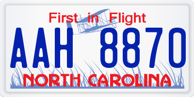 NC license plate AAH8870