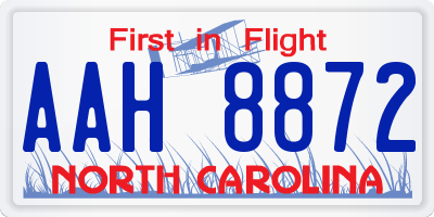 NC license plate AAH8872