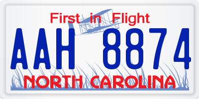 NC license plate AAH8874