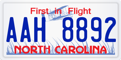 NC license plate AAH8892