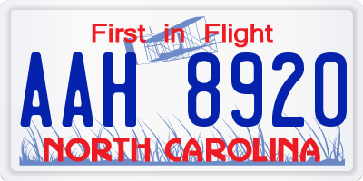 NC license plate AAH8920