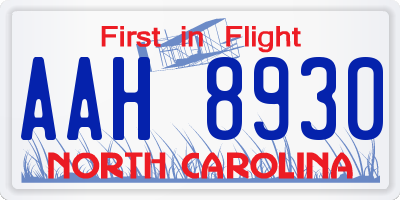 NC license plate AAH8930