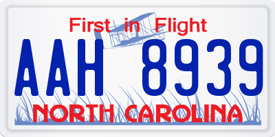 NC license plate AAH8939
