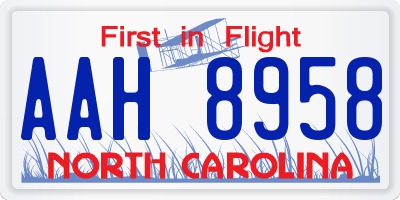 NC license plate AAH8958