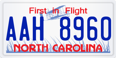 NC license plate AAH8960