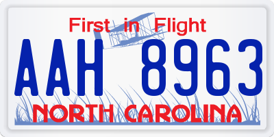 NC license plate AAH8963