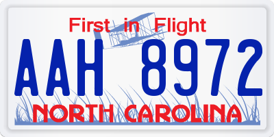 NC license plate AAH8972