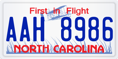 NC license plate AAH8986
