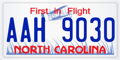NC license plate AAH9030