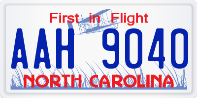NC license plate AAH9040