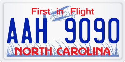NC license plate AAH9090