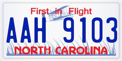 NC license plate AAH9103