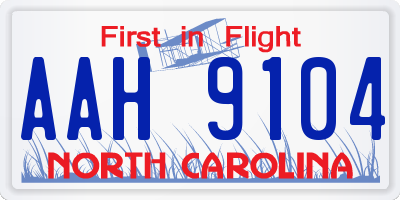 NC license plate AAH9104