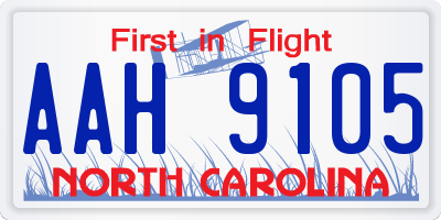 NC license plate AAH9105