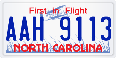 NC license plate AAH9113