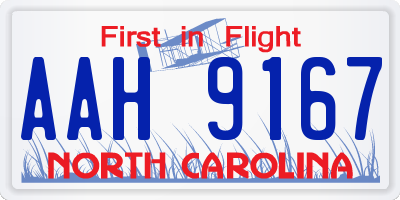 NC license plate AAH9167