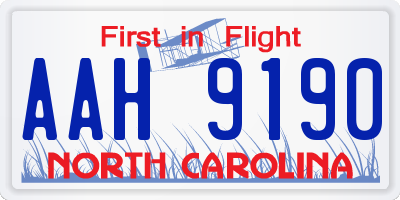 NC license plate AAH9190
