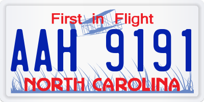 NC license plate AAH9191