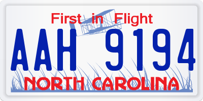 NC license plate AAH9194