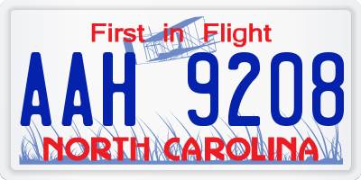 NC license plate AAH9208