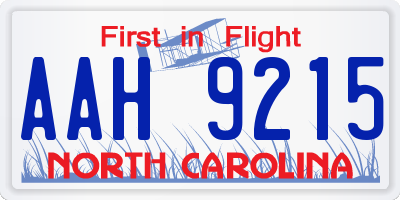 NC license plate AAH9215