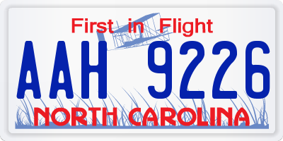 NC license plate AAH9226